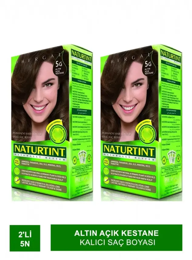 Naturtint Kalıcı Saç Boyası 5G Altın Açık Kestane 165 ml + Martiderm Flash Ampül - 2