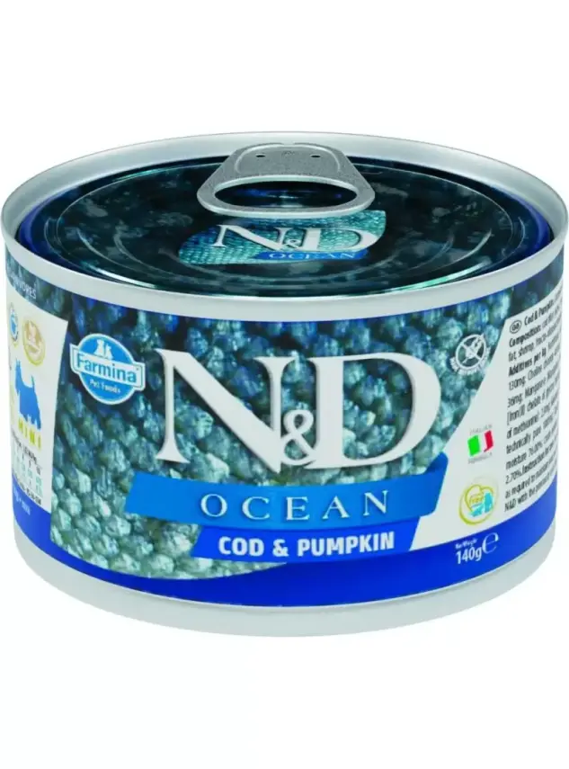 N&D Ocean Köpek Konserve Morina Balığı & Balkabağı Mini 140 Gr - 1