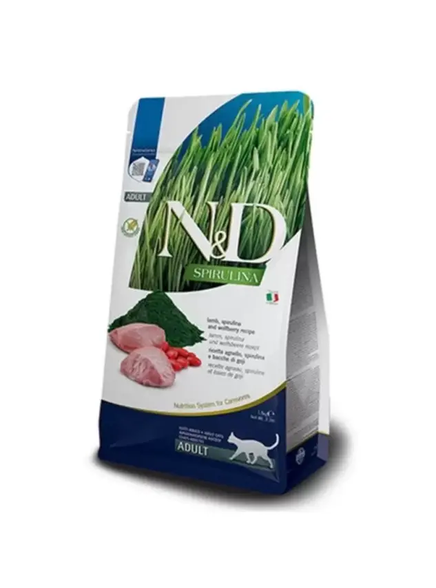 N&D Spirulina Kuzulu Tahılsız Yetişkin Kedi Maması 1,5kg - 1
