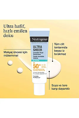 Neutrogena Ultra Sheer Yağlanma Karşıtı SPF50 Fluid 50 ml - 3
