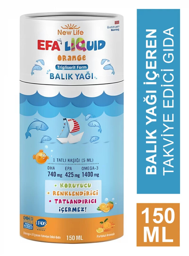 New Life EFA Liquid Orange Balık Yağı 150ml - New Life