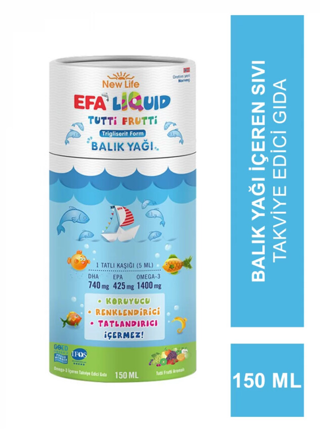 New Life Efa Liquid Tutti Frutti Balık Yağı 150 ml - New Life