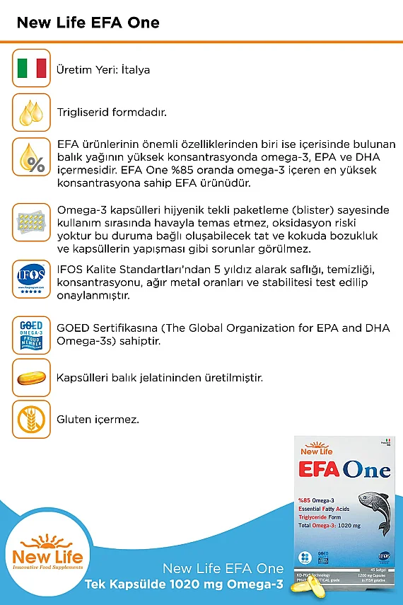 New Life EFA One 1200 mg 45 Kapsül - 4