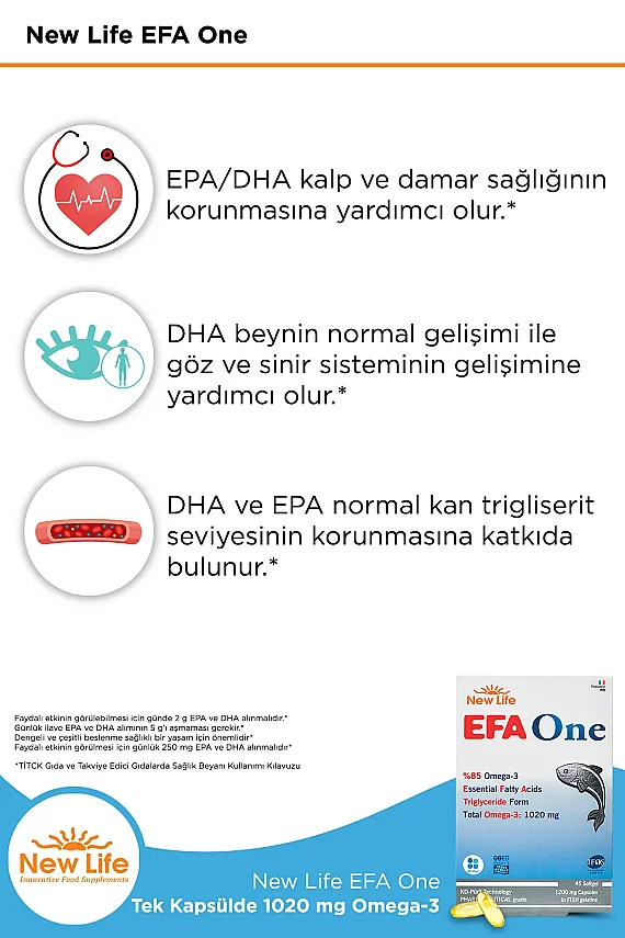 New Life EFA One 1200 mg 45 Kapsül - 3