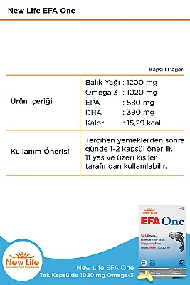 New Life EFA One 1200 mg 45 Kapsül - 2