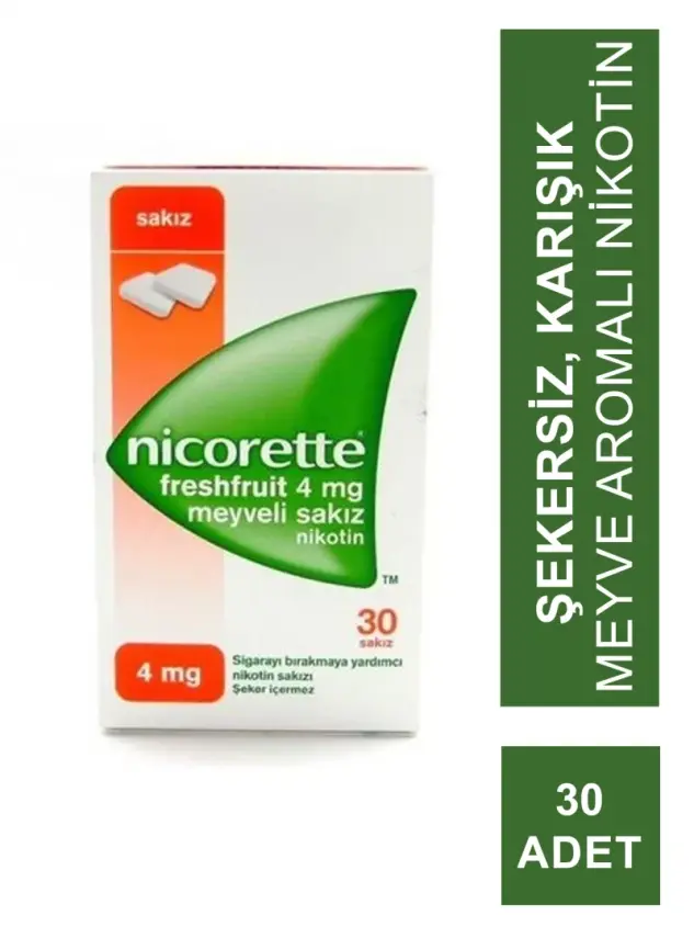 Nicorette Freshfruit 4 mg Meyveli Nikotin Sakızı 30 Adet - 1