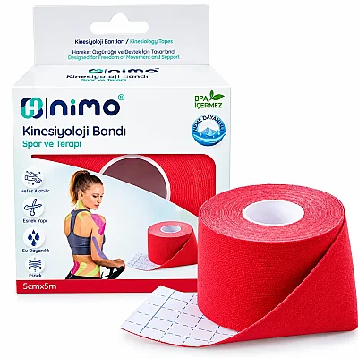  Nimo Kinesiyoloji Bandı (Ağrı Bandı) 5cm - 5m Kırmızı - Nimo