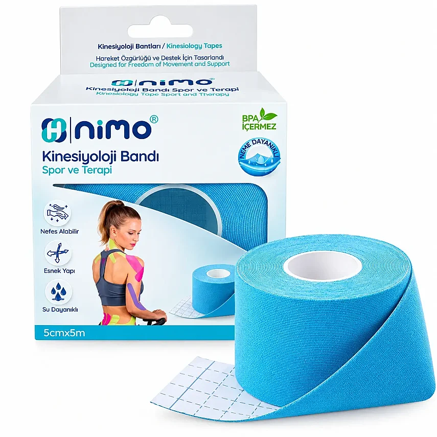 Nimo Kinesiyoloji Bandı (Ağrı Bandı) 5cm - 5m Mavi - 1