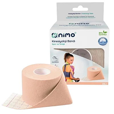 Nimo Kinesiyoloji Bandı (Ağrı Bandı) 5cm - 5m Ten - Nimo