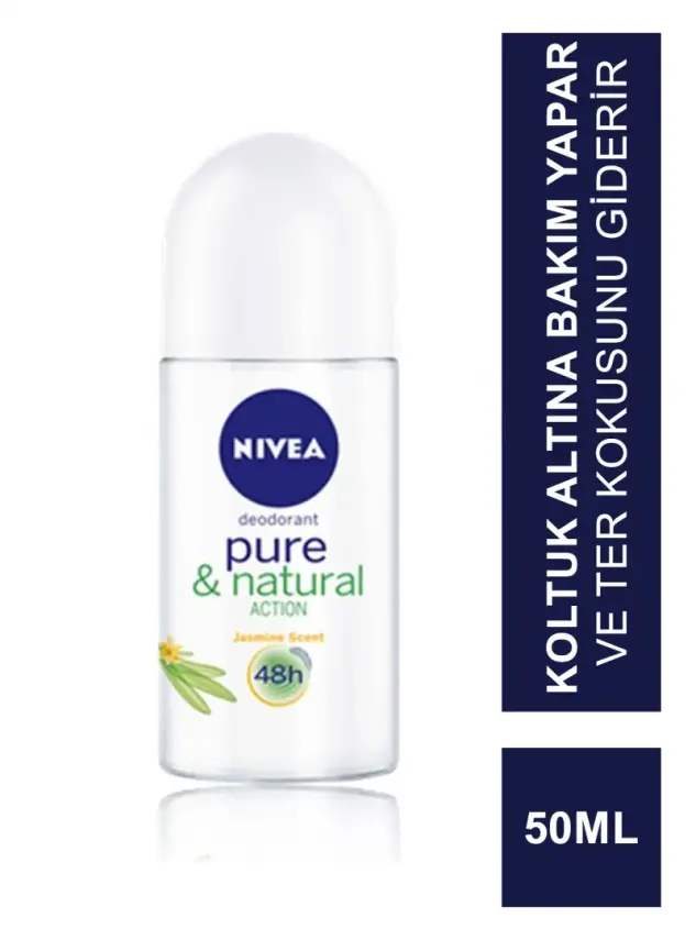 Nivea Deo Roll-On Pure & Naturel Action Pudrasız 50 ml Kadın - 1