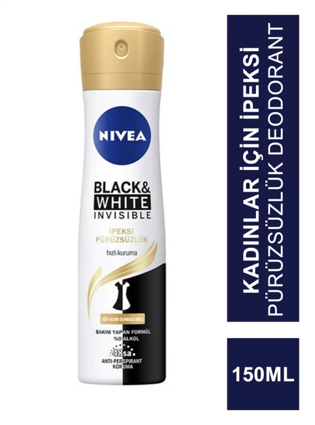 NIVEA Deodorant Kadın Invis.B&W İpeksi Pürüzsüzlük 150ml - Nivea