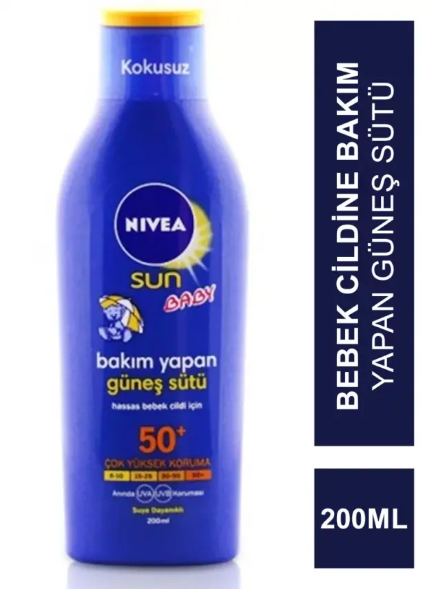 Nivea Sun Baby SPF 50+ 200 ml Bebek Cildine Bakım Yapan Güneş Sütü - 1