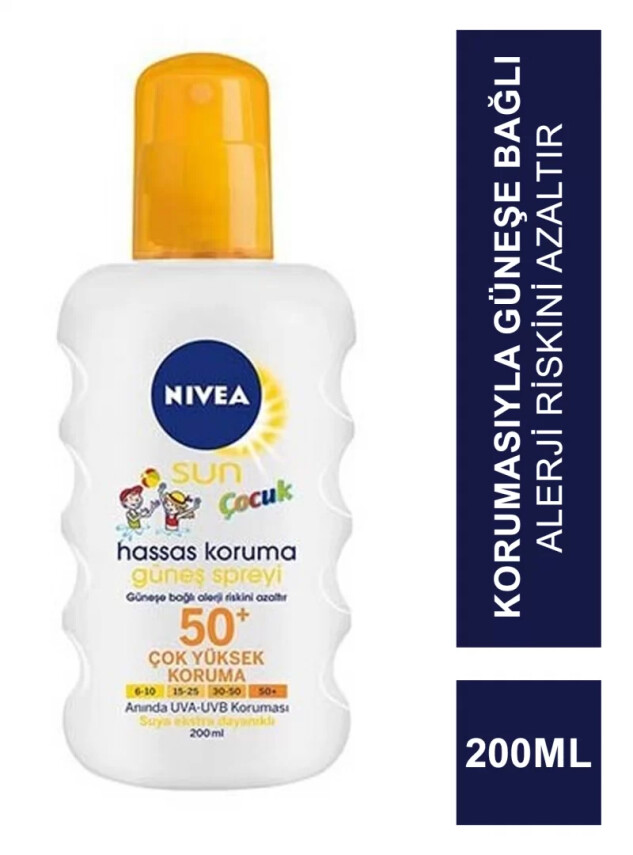 Nivea Sun Çocuk SPF 50+ 200 ml Hassas Koruma Güneş Spreyi - Nivea