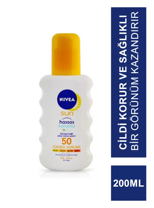 Nivea Sun SPF 50+ 200 ml Hassas Anında Koruma Güneş Spreyi - Nivea