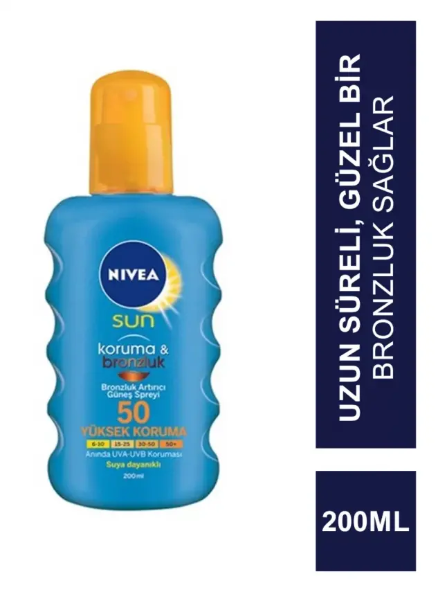 Nivea Sun SPF 50+ 200 ml Koruma & Bronzluk Arttırıcı Güneş Spreyi - 1