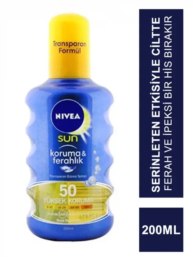 Nivea Sun SPF 50+ 200 ml Koruma & Ferahlık Transparan Güneş Spreyi - 1