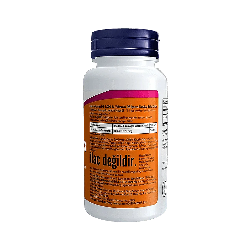 Now Vitamin D3 1000 IU Takciye Edici Gıda 180 Kapsül - 2
