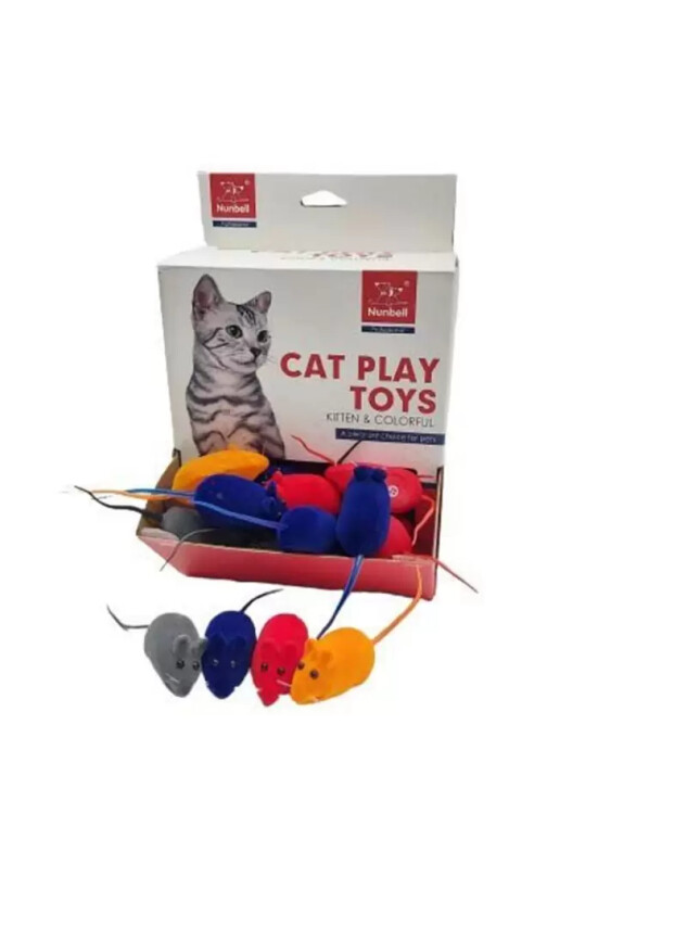 Nunbell Kedi Oyuncağı Sesli Renkli Fare - Nunbell