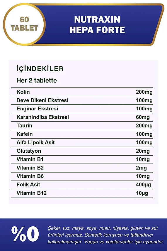 Nutraxin Hepa Forte Takviye Edici Gıda 60 Tablet - 2