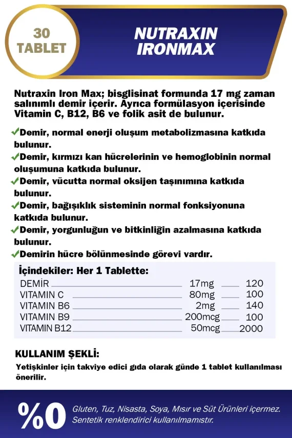 Nutraxin İron Max 17 Mg 30 Tablet - 2