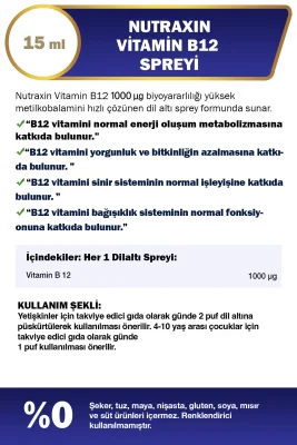 Nutraxin Vitamin B12 Spray 15 ml - 2