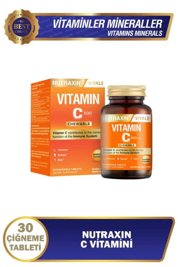 Nutraxin Vitamin C 500 mg 30 Çiğneme Tableti - 1