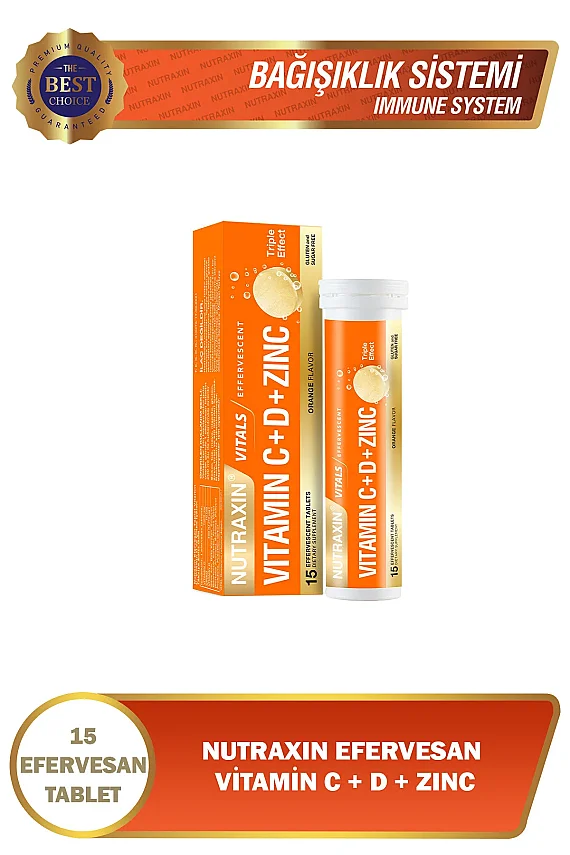 Nutraxin Vitamin C-D-Zinc 15 Efervesan Tablet - 1