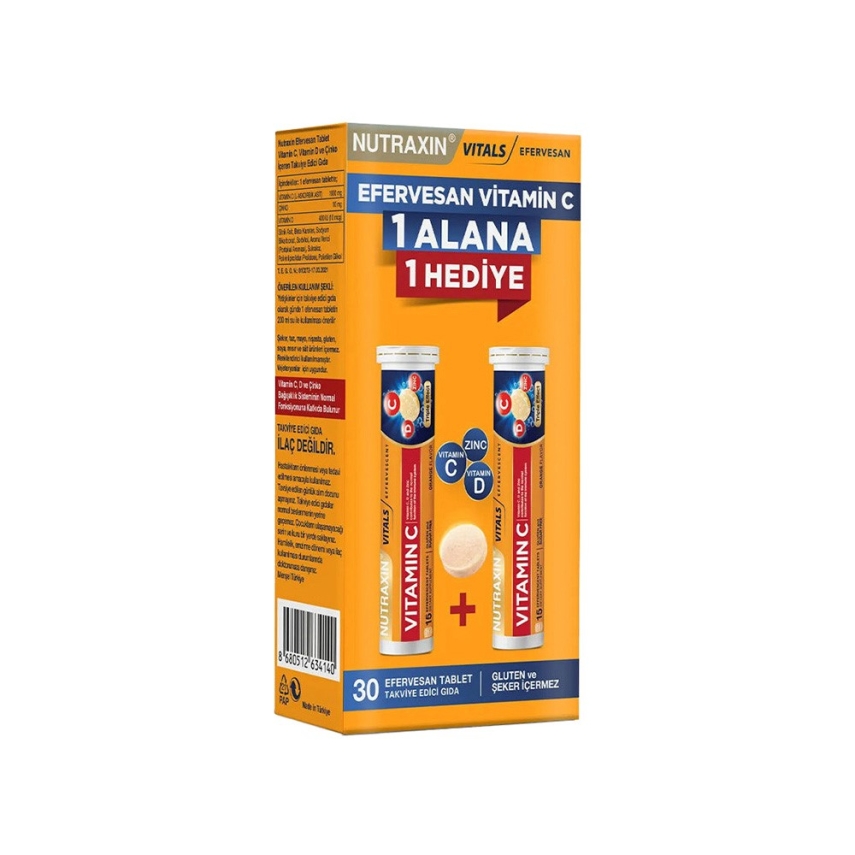 Nutraxin Vitamin C D Zinc 15 Efervesan Tablet - İkili Kofre - 1