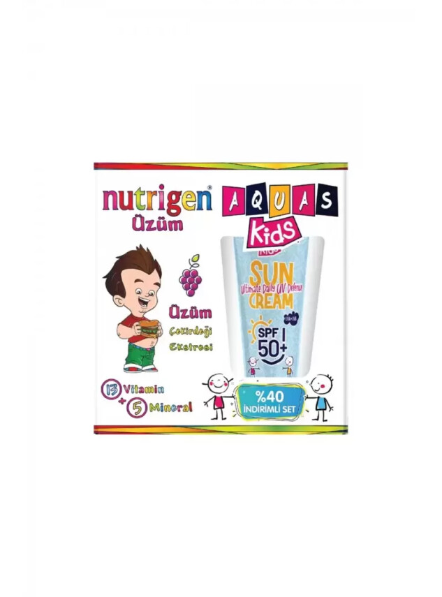 Nutrigen Üzüm 200 ml + Aquas Kids SPF 50+ Sun Cream Çocuk Güneş Kremi 100 ml Yaz Seti - Nutrigen
