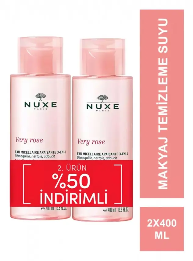 Nuxe Very Rose 3-In 1 Soothing Micellar Water - Temizleme Suyu- 2x400 ml - 1