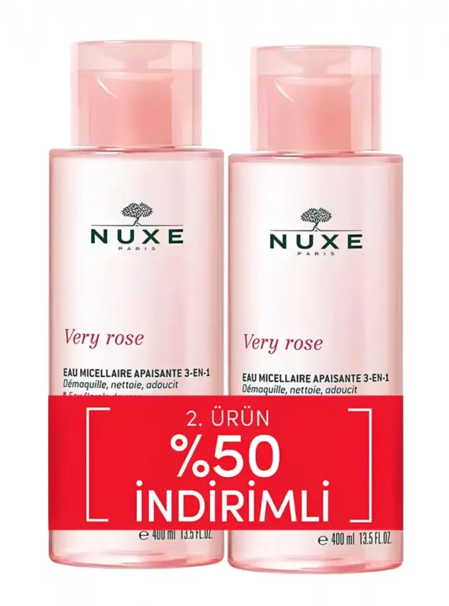Nuxe Very Rose 3-In 1 Soothing Micellar Water - Temizleme Suyu- 2x400 ml - 2