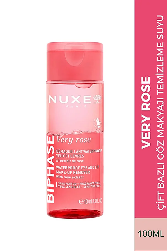 Nuxe Very Rose Gül Özlü Çift Bazlı Göz Makyajı Temizleme Suyu 100 ml - 1