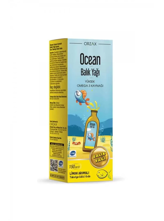 Ocean Balık Yağı Şurubu Limon Aromalı 150ml - Ocean