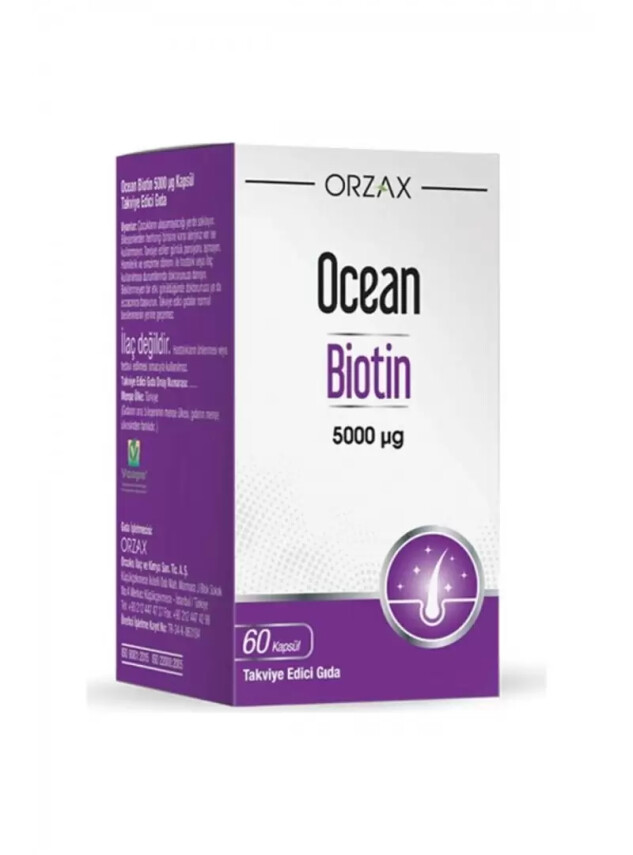 Ocean Biotin 5000mg 60 Kapsül Takviye Edici Gıda - Ocean