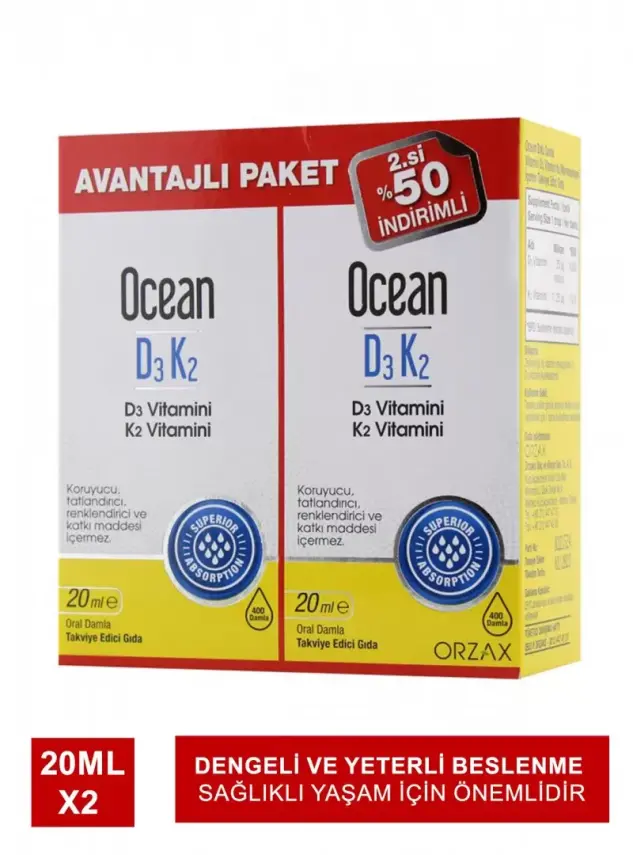 Ocean D3K2 Damla 20ml x 2 Adet Avantajlı Paket - 2