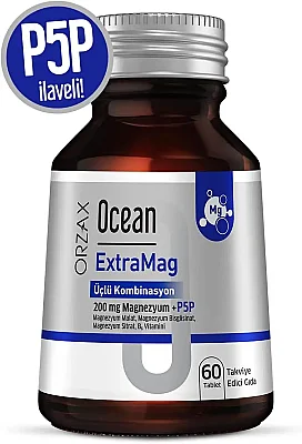 Ocean ExtraMag Üçlü Kombinasyon P5P ilaveli 60 Tablet Takviye Edici Gıda - Ocean