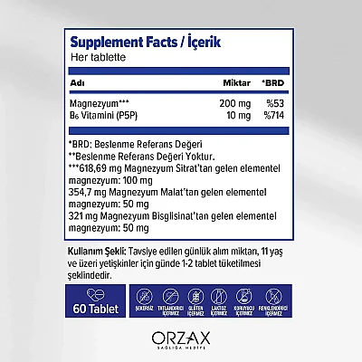 Ocean ExtraMag Üçlü Kombinasyon P5P ilaveli 60 Tablet Takviye Edici Gıda - 2