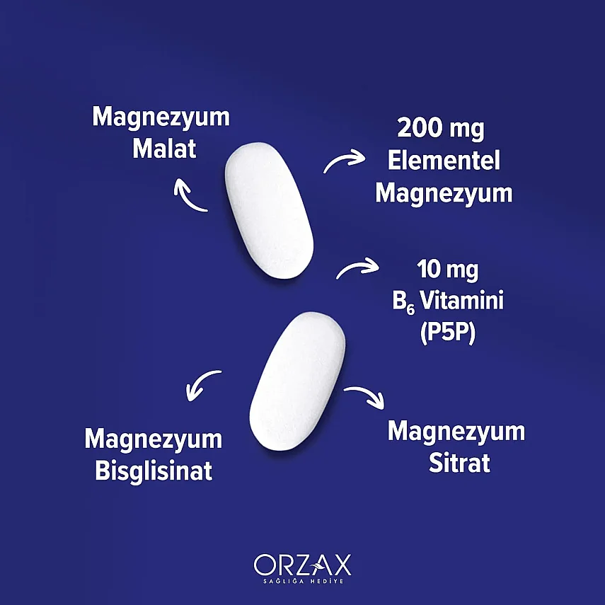 Ocean ExtraMag Üçlü Kombinasyon P5P ilaveli 60 Tablet Takviye Edici Gıda - 3
