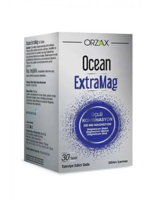 Ocean ExtraMag Üçlü Kombinasyon Takviye Edici Gıda 30 Tablet - 1