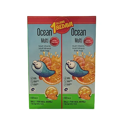 Ocean Multi Şurup Balık Yağı Bal ve Portakal Aromalı 150 ml - 2'li Set - - 2