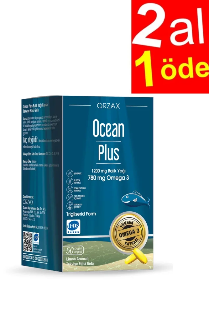 Ocean Plus 1200mg Balık Yağı 50 Kapsül - 2AL1ÖDE