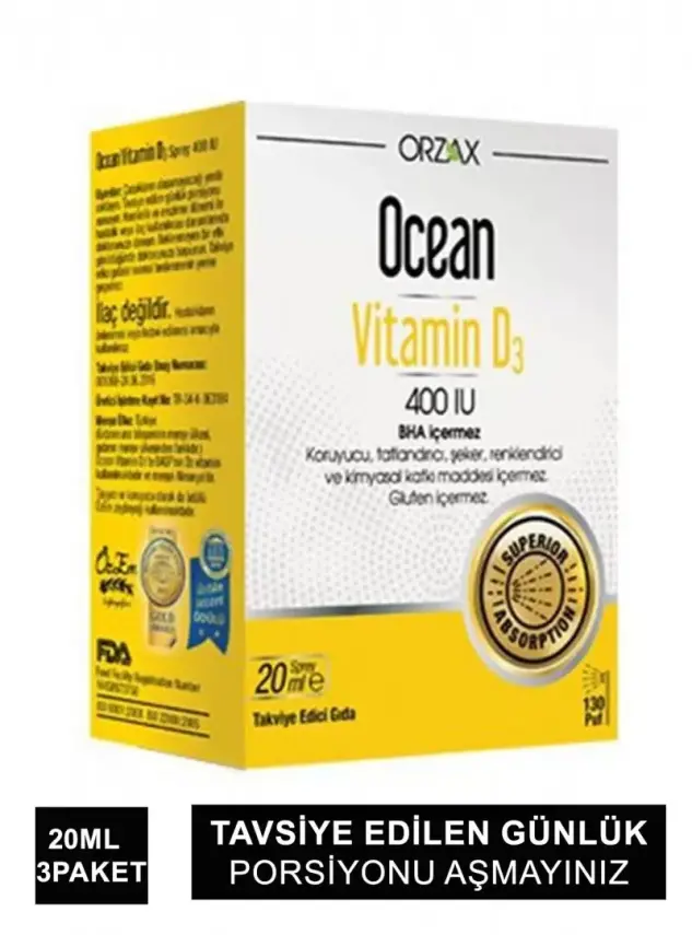 Ocean Vitamin D3 400 IU Sprey 20ml X 3 Paket - 2