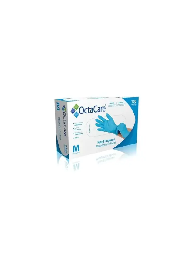 OctaCare Nitril Pudrasız Muayene Eldiveni - Medium - 100 Adet - 1