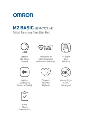 Omron M2 Basic Tansiyon Aleti Dijital Koldan Ölçer - 7121J-E - - 3