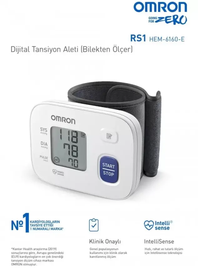 Omron RS1 Tansiyon Aleti Dijital Bilekten Ölçer - 2