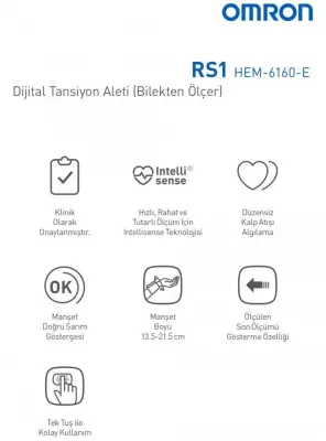 Omron RS1 Tansiyon Aleti Dijital Bilekten Ölçer - 3