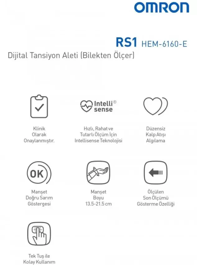 Omron RS1 Tansiyon Aleti Dijital Bilekten Ölçer - 3