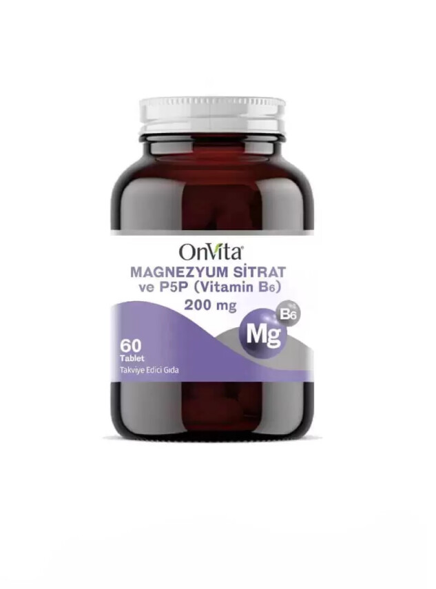 OnVita Magnezyum Sitrat ve P5P 200mg 60 Tablet - OnVita