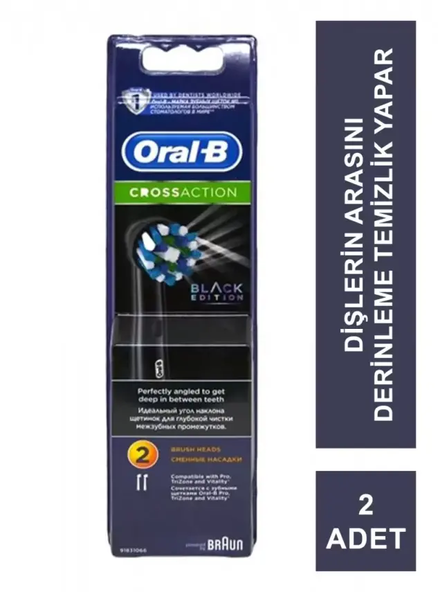 Oral-B Cross Action Black Edition Siyah 2'li Diş Fırçası Yedek Başlık - 2