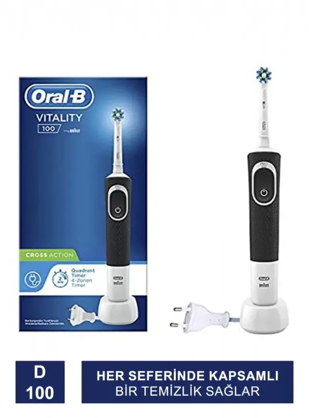 Oral-B D100 Vitality Cross Action Şarjlı Diş Fırçası - Siyah - 2
